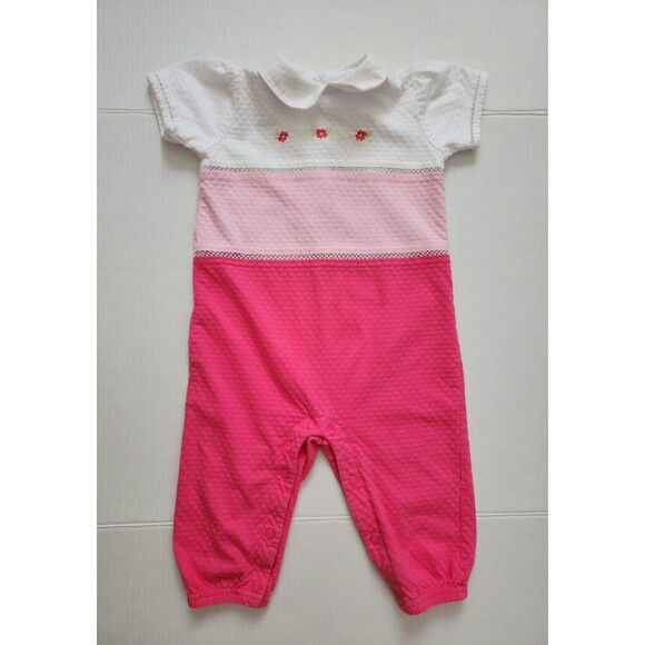 Baby Girl Clothes Lot - 2 Cotton Romper Jumpers & 1 Hooded Cardigan Playwear 12M - Picture 9 of 16